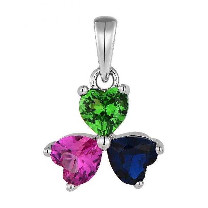Dazzling Trio Heart Pendant (Green, Pink, Blue)