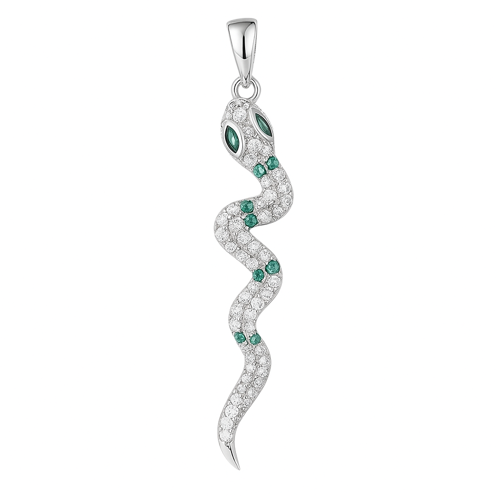Diamond & Emerald Serpent Pendant