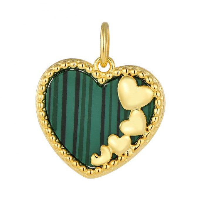 “Emerald Embrace” Green Enamel & Gold Heart Pendant