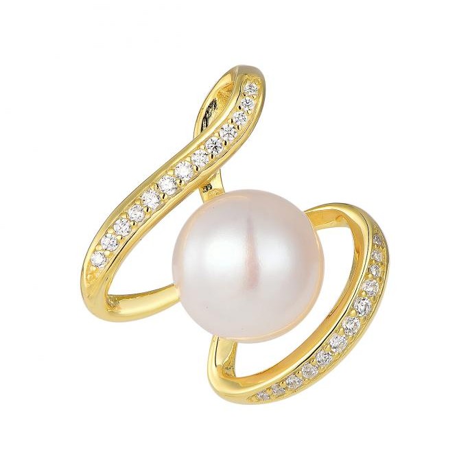  “Ocean’s Embrace” Pearl & Diamond Swirl Ring