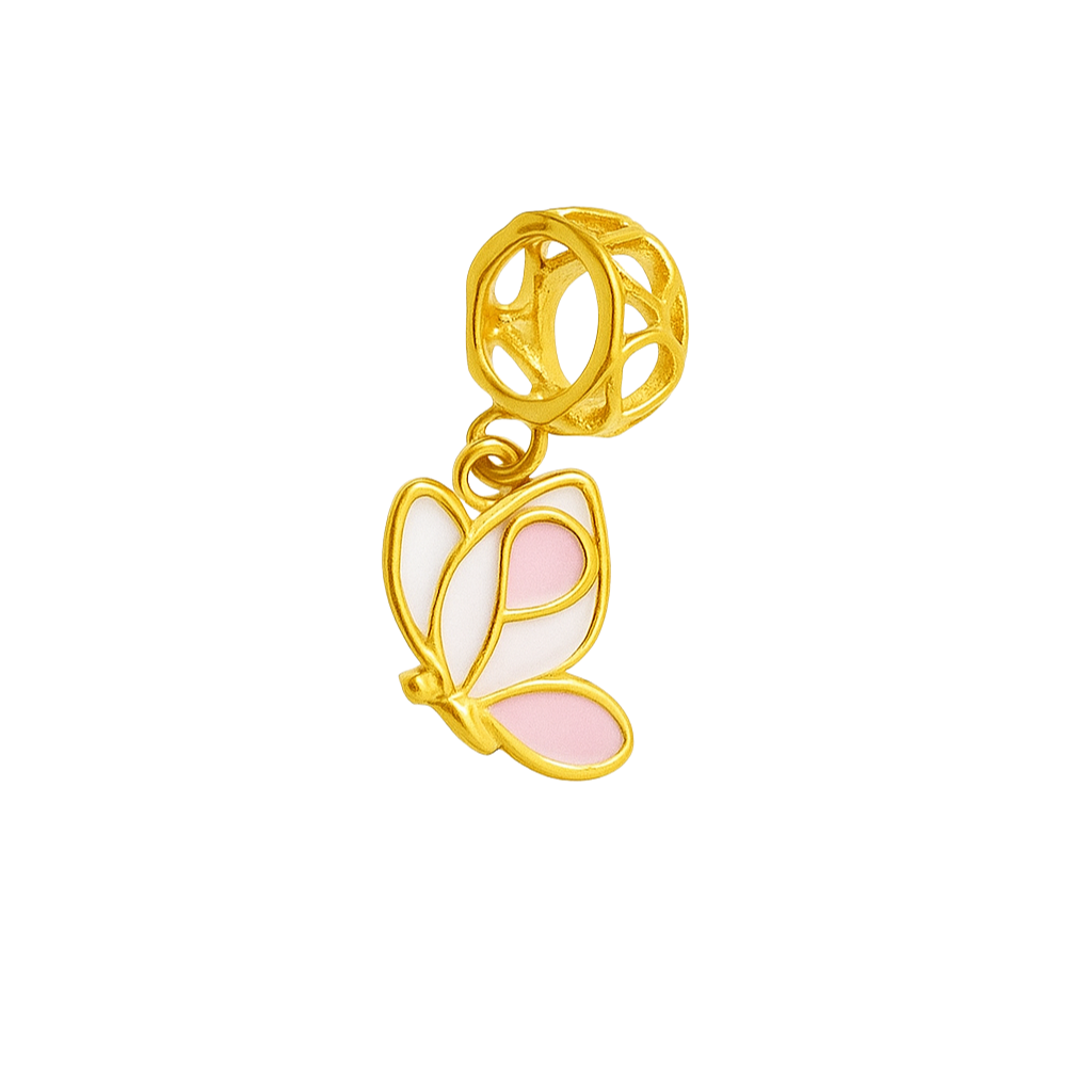 Enamel Butterfly Gold Charm: Modern Whimsy