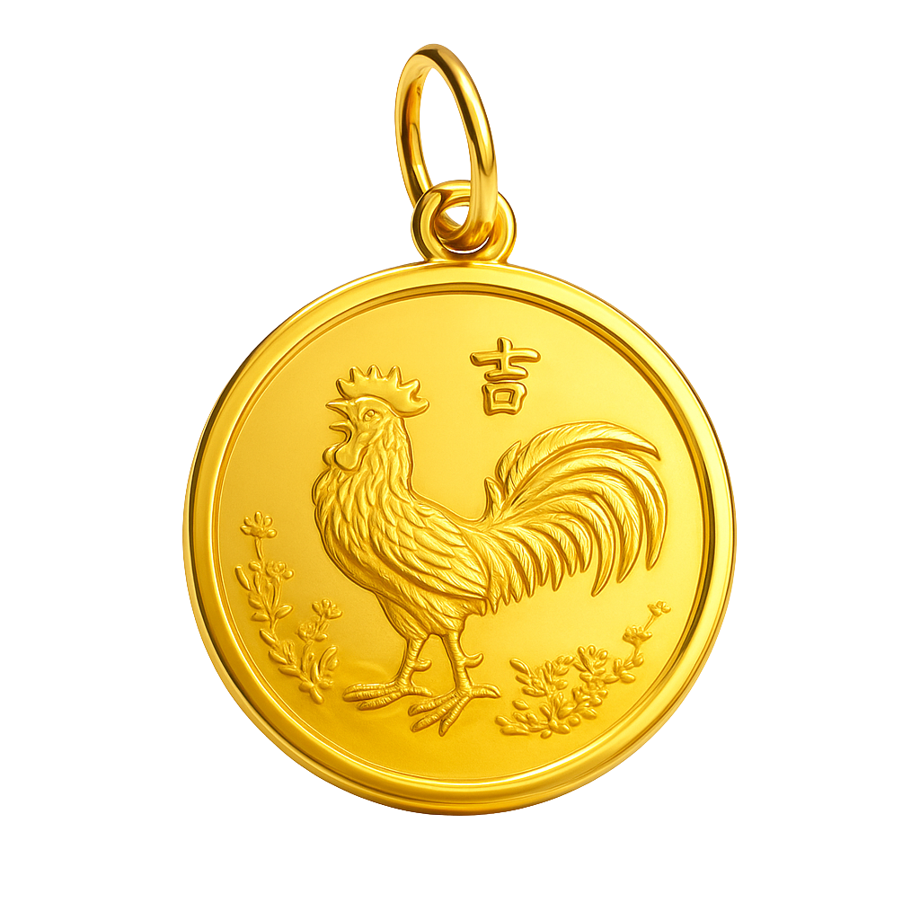 Prosperous Rooster Gold Pendant