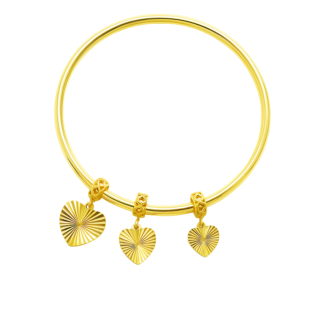 Radiant Heart Charm 916 Gold Bangle