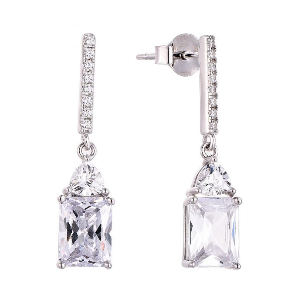 “Regal Radiance” Emerald-Cut Diamond Drop Earrings