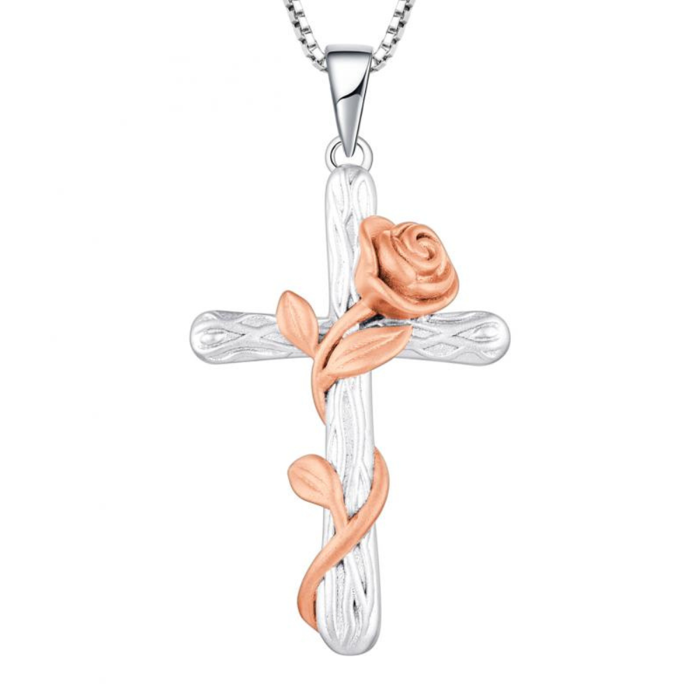 Rose Embrace Cross Pendant