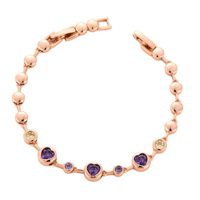 Rose Gold Amethyst Heart Bracelet