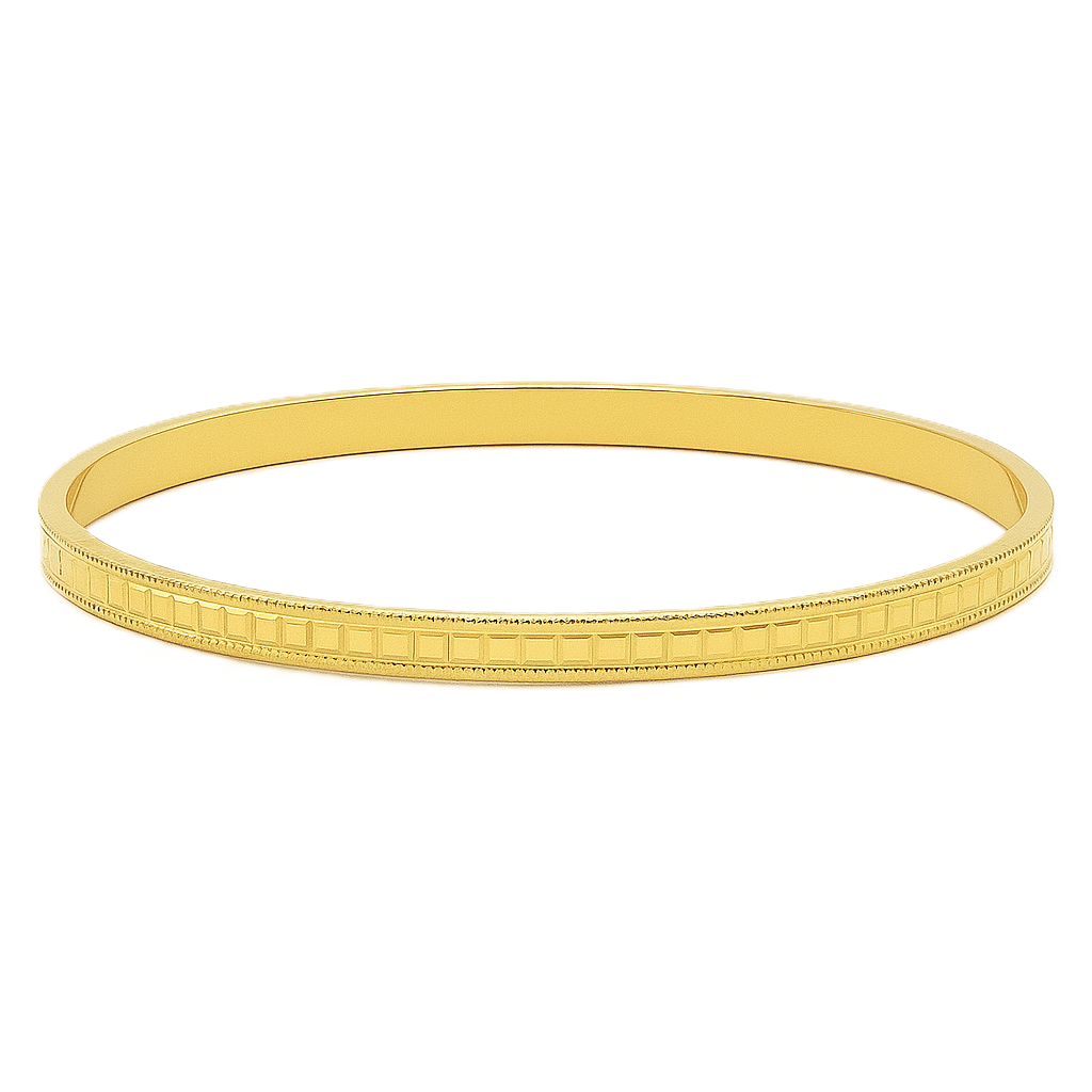 Valencia 916 Gold Geometric Bangle – 4mm Modern Elegance